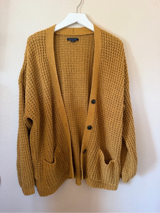 American Eagle Outfitters Sweaters - American Eagle Outfitters Ochre Open-Knit Button Front Cardigan